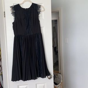 Banana Republic black lace, pleated skirt dress